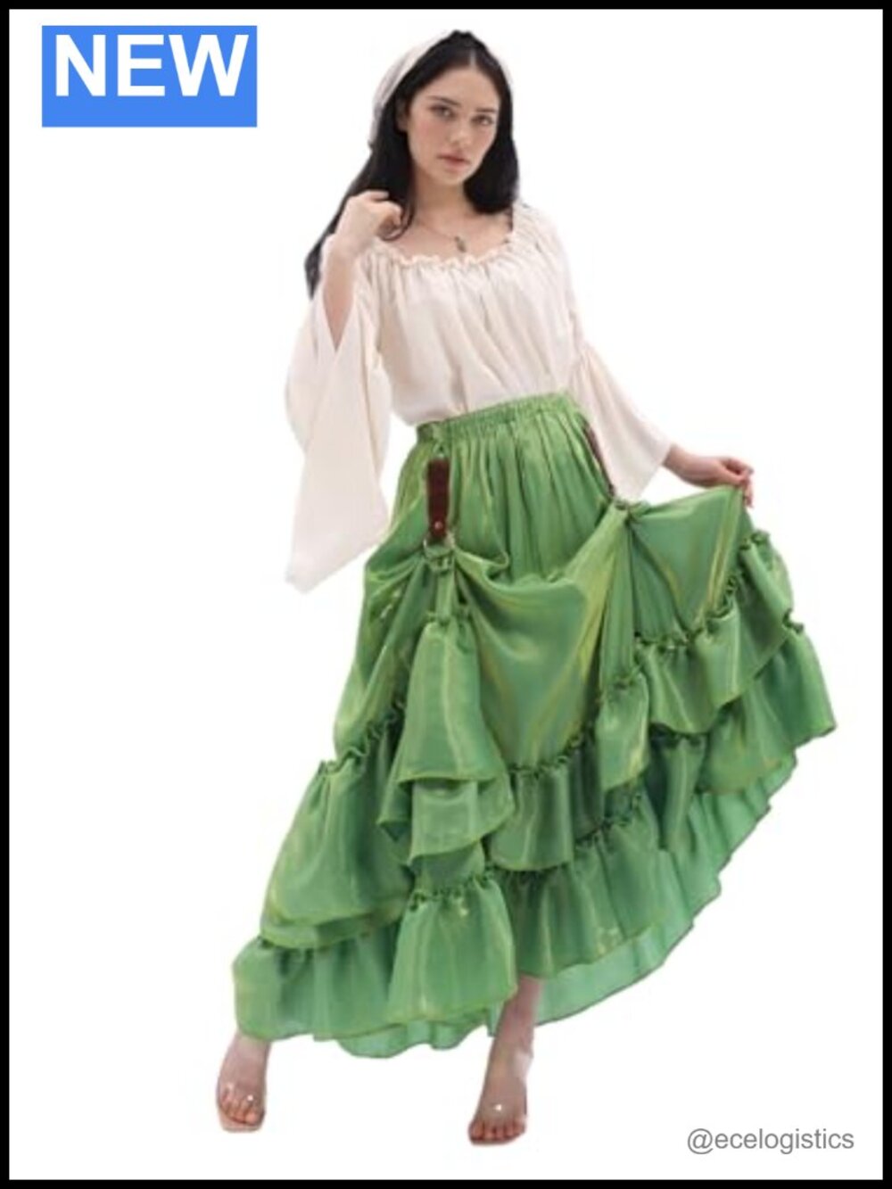 Victorian Maxi Skirt with Ruffled Layered Hem Flow
